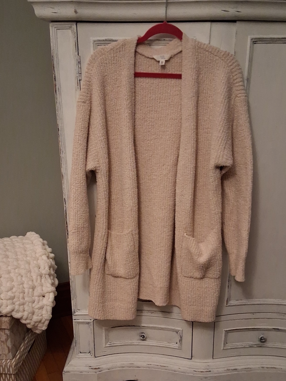 Time and Tru Open-Front Cozy Cream Cardigan